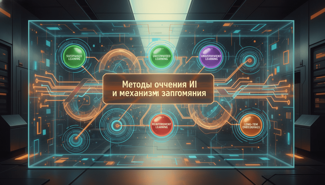Инфографика: Методы обучения ИИ и механизмы запоминания: обзор парадигм и памяти
