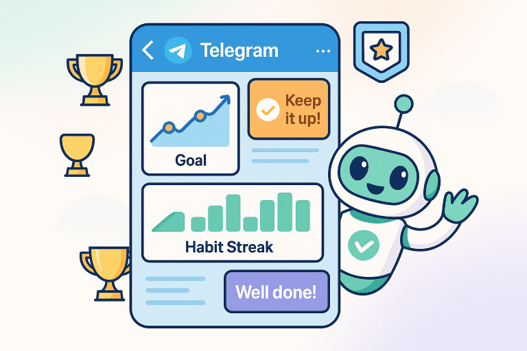 Бот наставник в Telegram: мотивация, привычки, цели и успех
